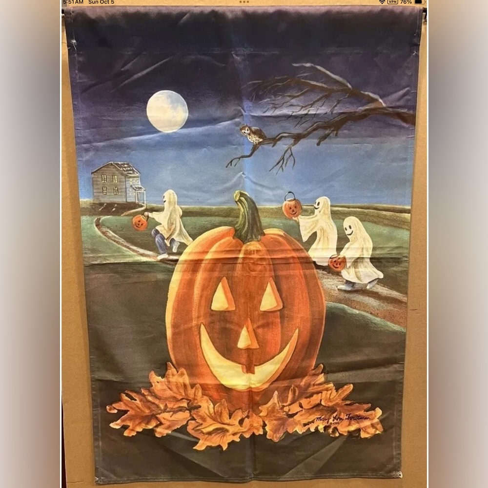 Halloween Trick Or Treat Jack O’Lantern Pumpkin Ghosts House Flag 25” X 36”